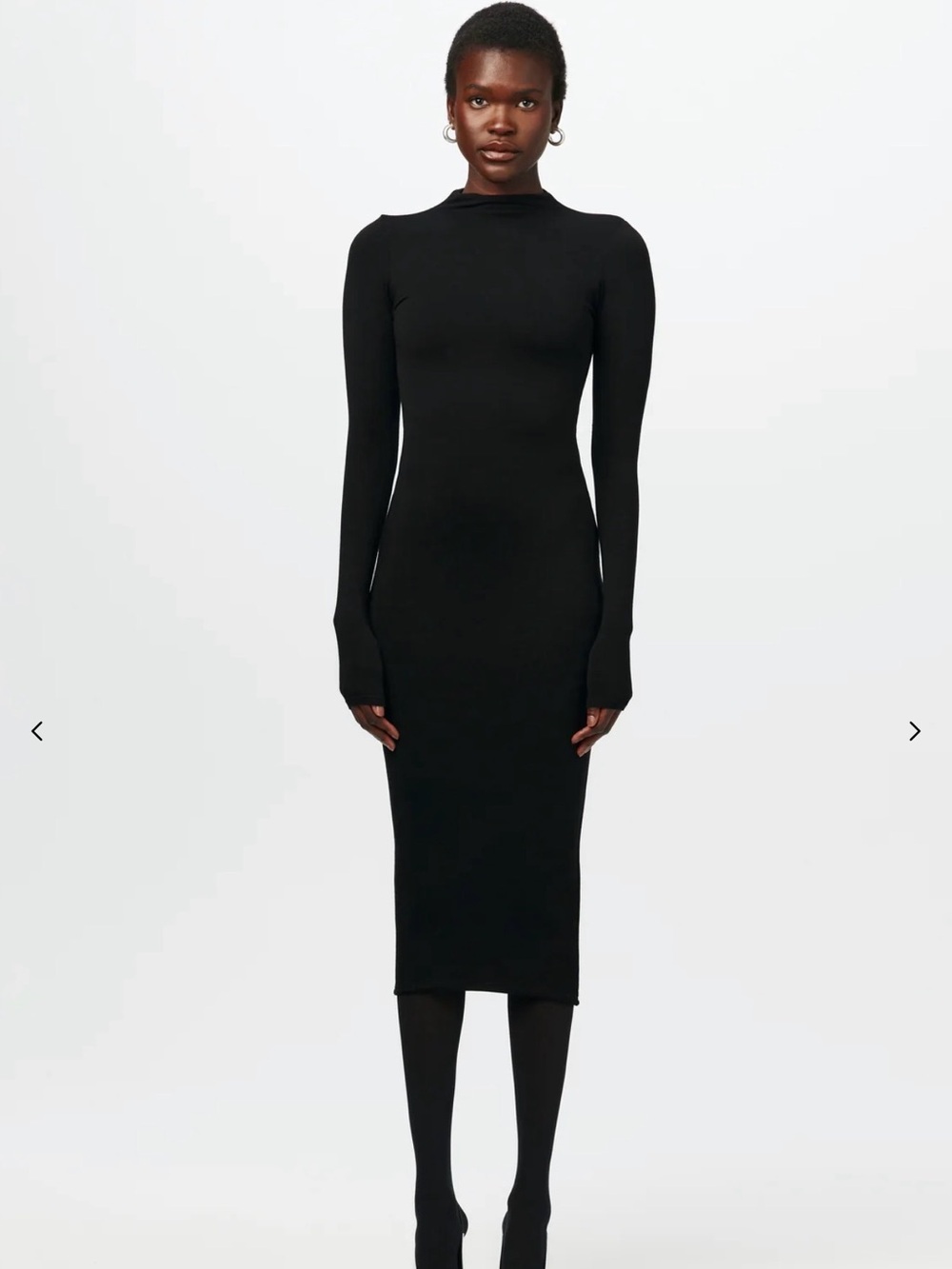 naked wardrobe Black Long-Sleeve Bodycon Midi Dress